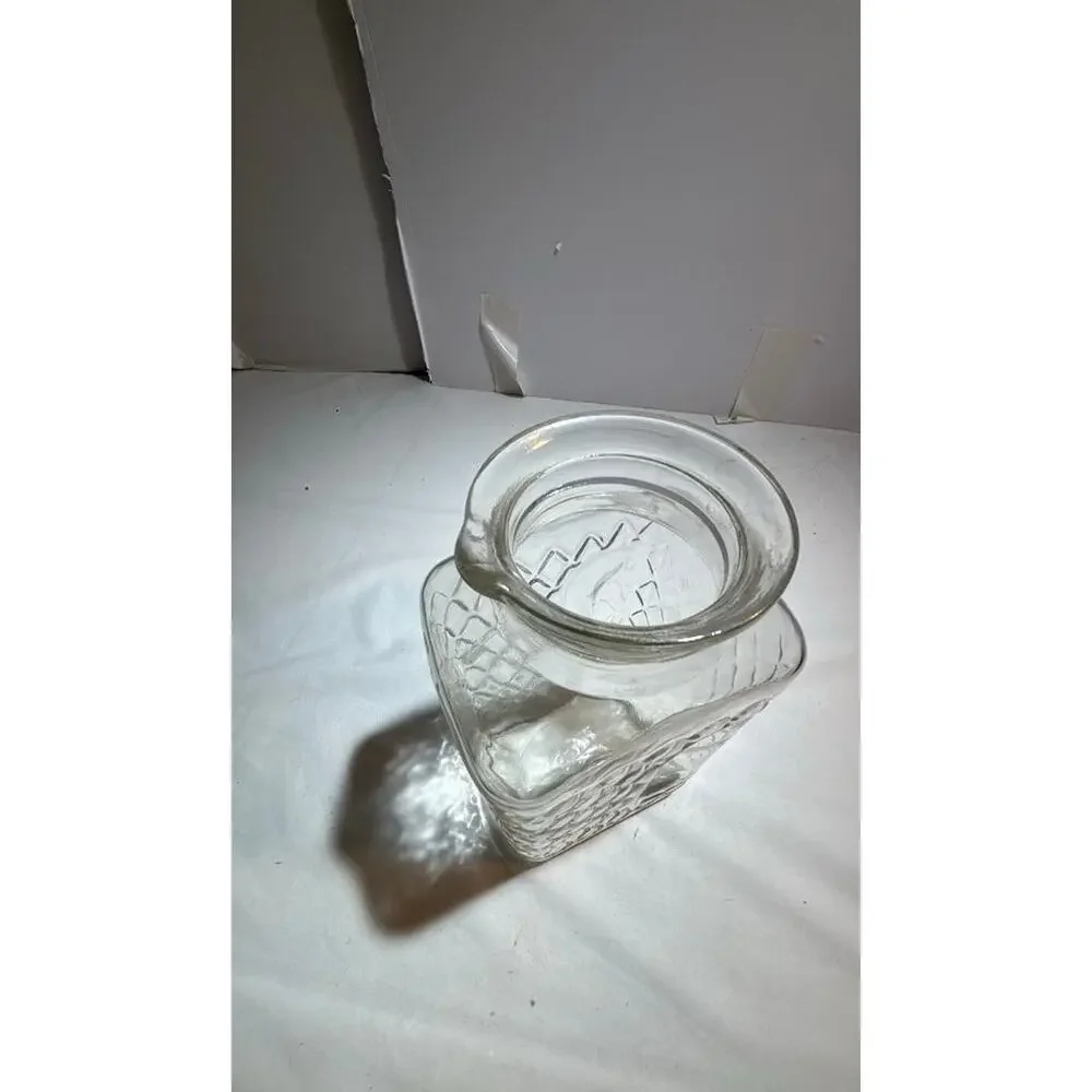 Vintage Clear Glass Diamond Pattern Pitcher